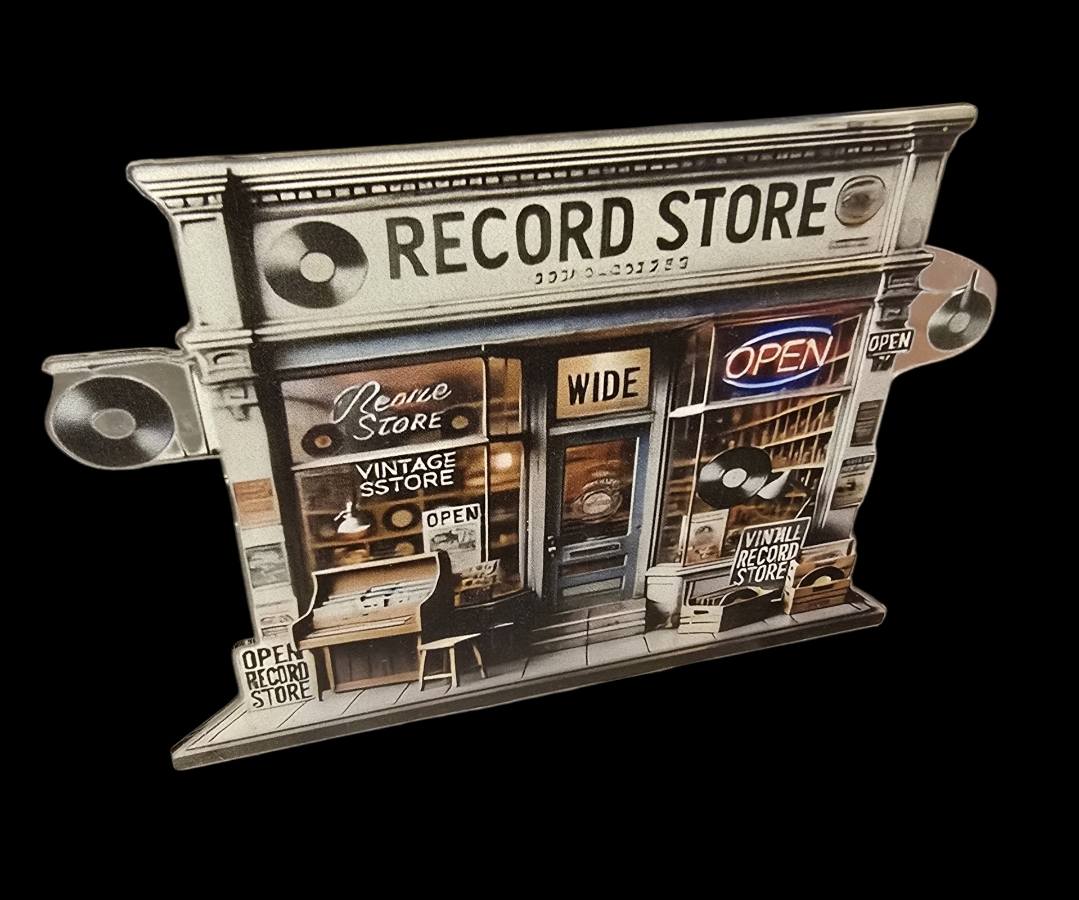 2D Record Store Displaybord – Inclusief Standaard