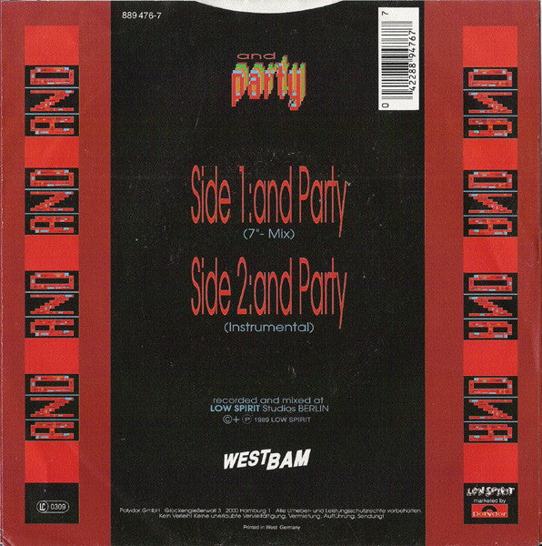 WestBam : And Party (7")