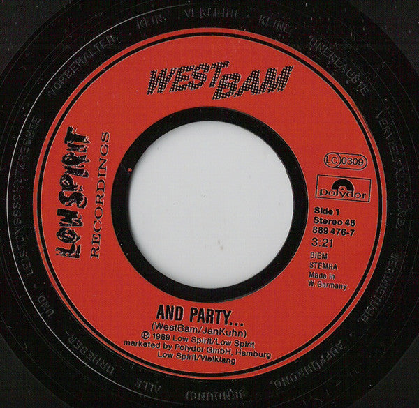 WestBam : And Party (7")