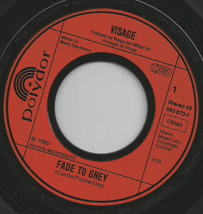 Visage : Fade To Grey (7", Single, RE, red)