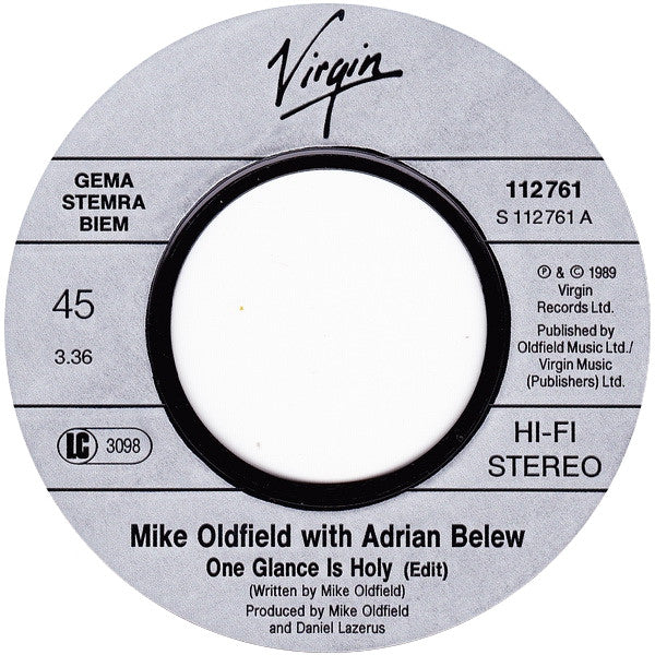 Mike Oldfield With Adrian Belew : One Glance Is Holy (7", Single)