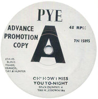 Sean Dunphy : Oh, How I Miss You To-Night (7", Promo)