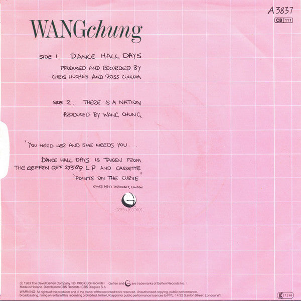 Wang Chung : Dance Hall Days (7", Single)