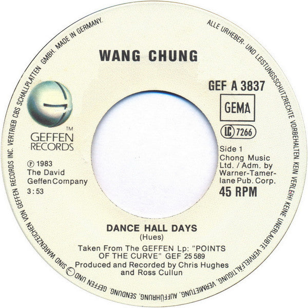 Wang Chung : Dance Hall Days (7", Single)