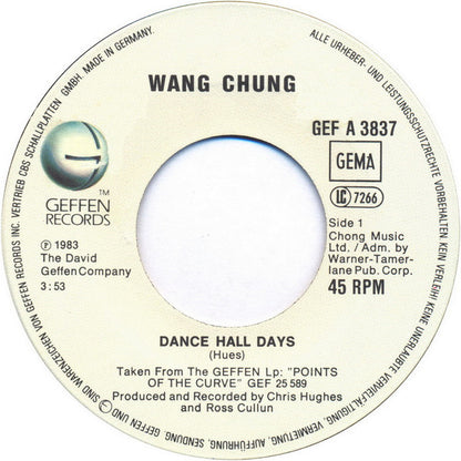 Wang Chung : Dance Hall Days (7", Single)
