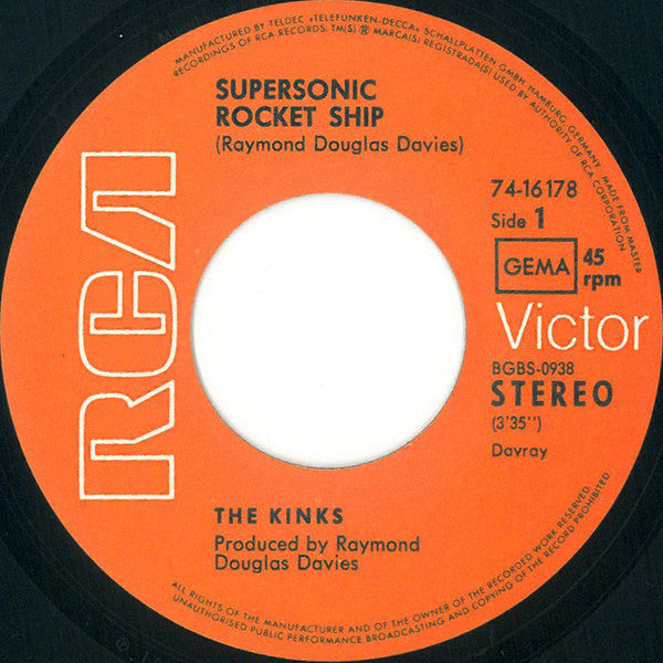 The Kinks : Supersonic Rocket Ship / You Don't Know My Name (7", Single)