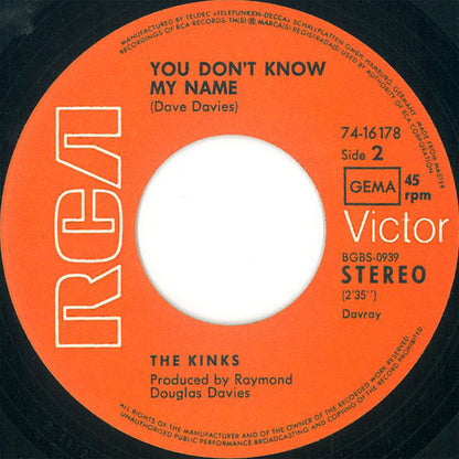 The Kinks : Supersonic Rocket Ship / You Don't Know My Name (7", Single)