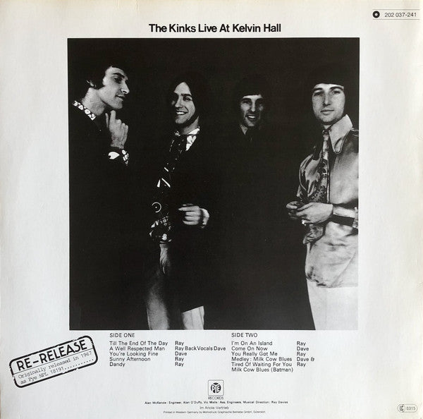 The Kinks : Live At Kelvin Hall (LP, Album, Mono, RE)