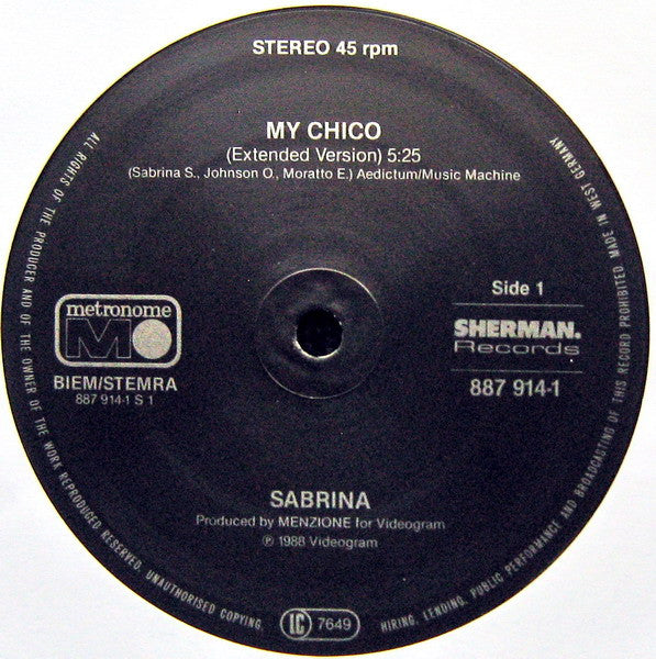 Sabrina : My Chico (12", Maxi)