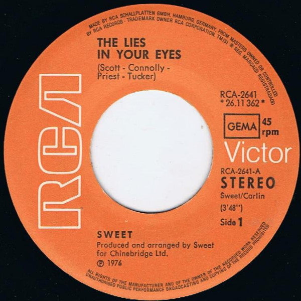 Sweet* : The Lies In Your Eyes (7", Single)
