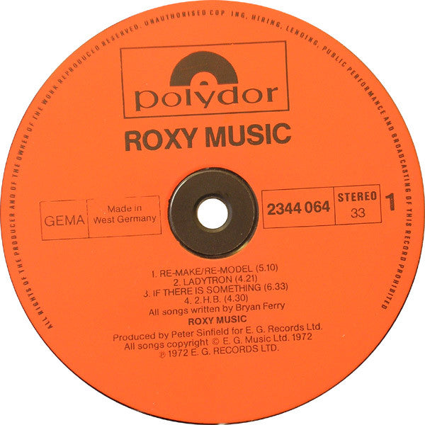 Roxy Music : Roxy Music (LP, Album, RE, Gat)