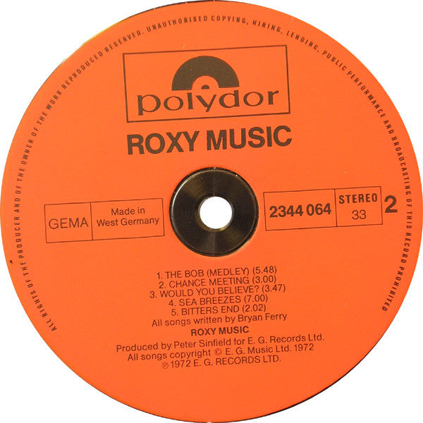 Roxy Music : Roxy Music (LP, Album, RE, Gat)