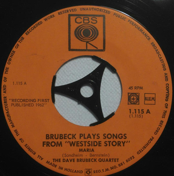 The Dave Brubeck Quartet : Brubeck Plays Songs From "Westside Story" (7", Single)