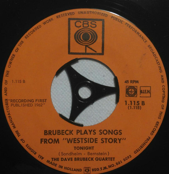 The Dave Brubeck Quartet : Brubeck Plays Songs From "Westside Story" (7", Single)