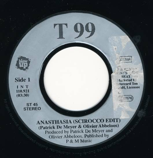 T99 : Anasthasia (Rap Version Remix) (7")