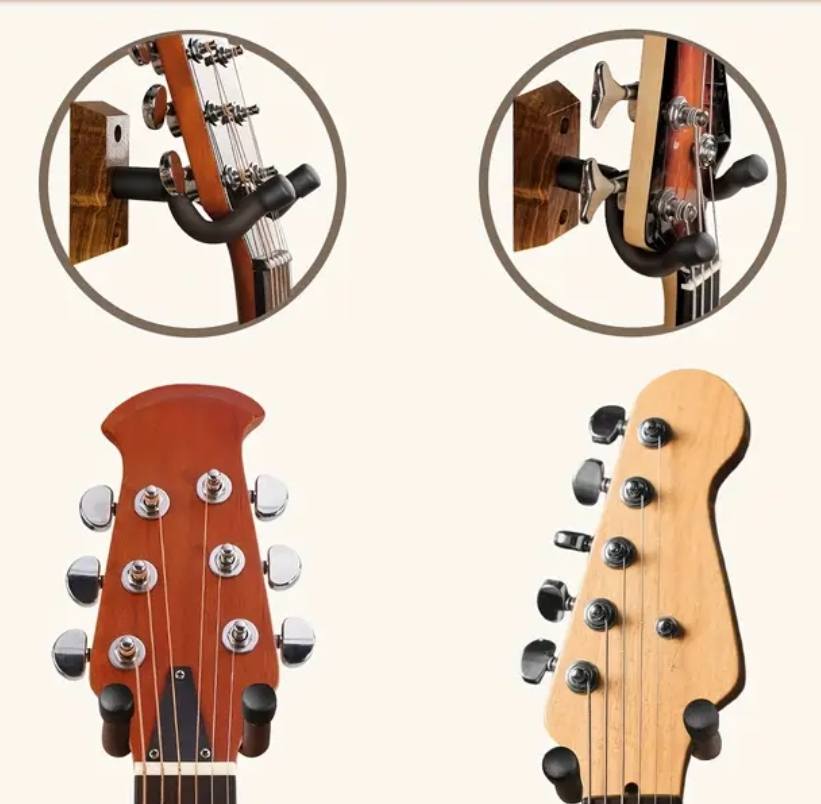 Hoogwaardige Gitaarhouder voor Wandmontage – Hout & Metaal – 13 x 9,5 x 4 cm