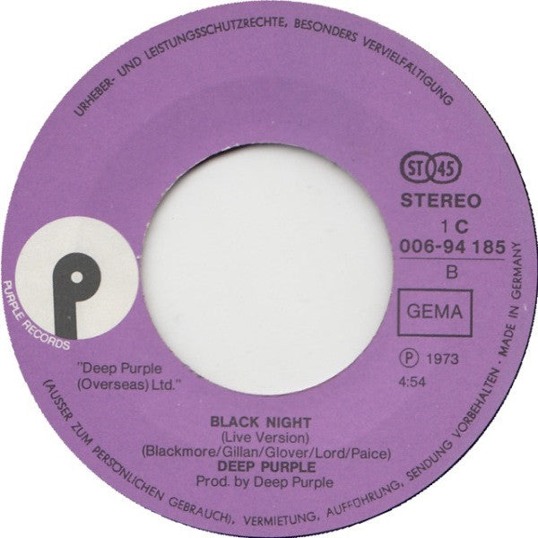 Deep Purple : Woman From Tokyo / Black Night (Live Version) (7", Single)