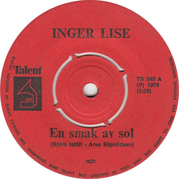 Inger Lise Rypdal : En Smak Av Sol (7")