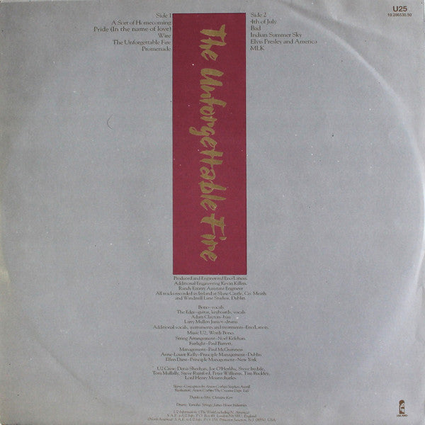 U2 : The Unforgettable Fire (LP, Album, RE)