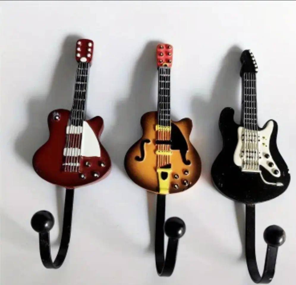 Gitaren Kapstok – Set van 3 Gitaarhaken (Rock & Roll Wanddecoratie)
