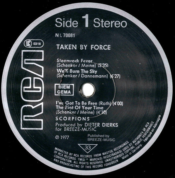 Scorpions : Taken By Force (LP, Album, RE)