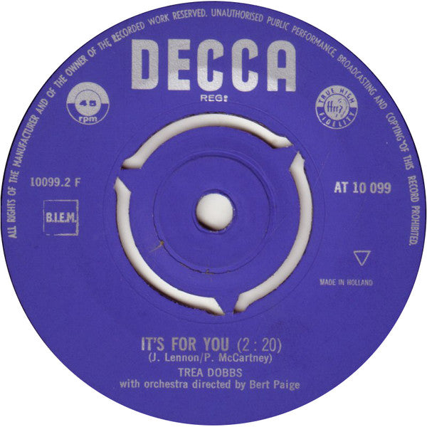 Trea Dobbs : Secret Love / It's For You (7", Single, Mono)
