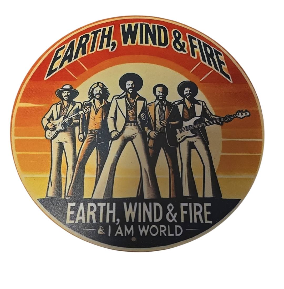 Earth, Wind & Fire – “I Am World” Rond Decorbord - Metaal (Ø 19,5 cm)