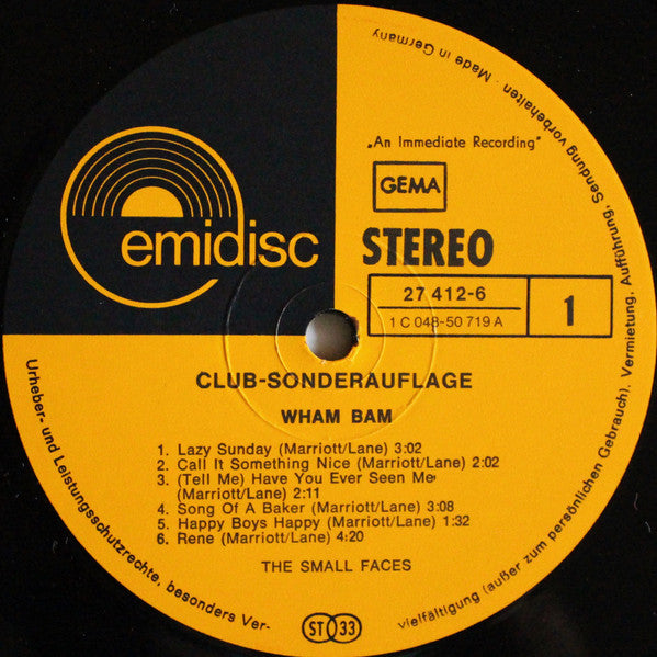 Small Faces : Wham Bam! (LP, Comp, Club, S/Edition)