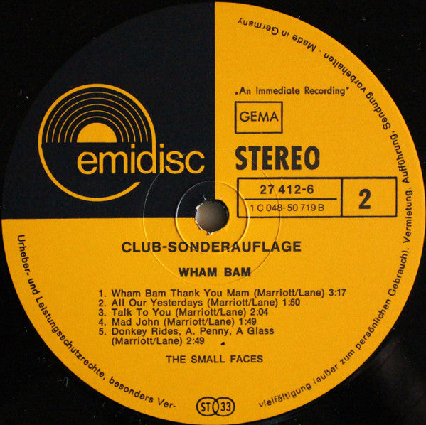 Small Faces : Wham Bam! (LP, Comp, Club, S/Edition)