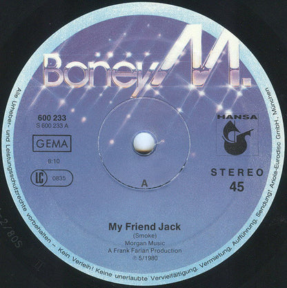 Boney M. : My Friend Jack / I See A Boat (On The River) (12", Single)