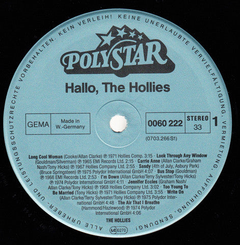 The Hollies : Hallo! The Hollies! (Ihre 20 Größten Hits) (LP, Comp)