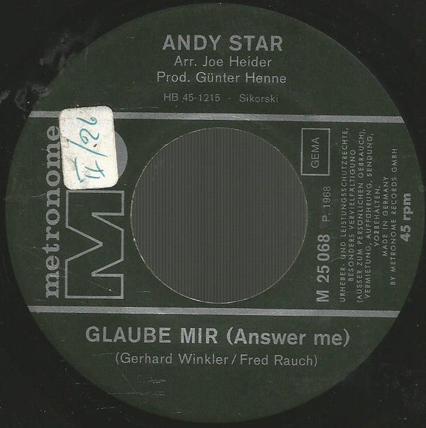 Andy Star : Ich Will Wieder Nach Haus' (7", Single)