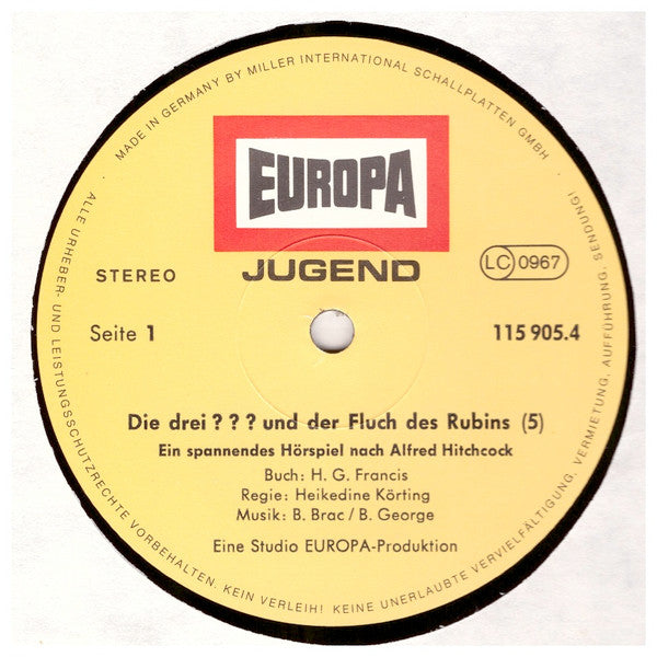 Robert Arthur : Die Drei ???   5 - Und Der Fluch Des Rubins (LP)