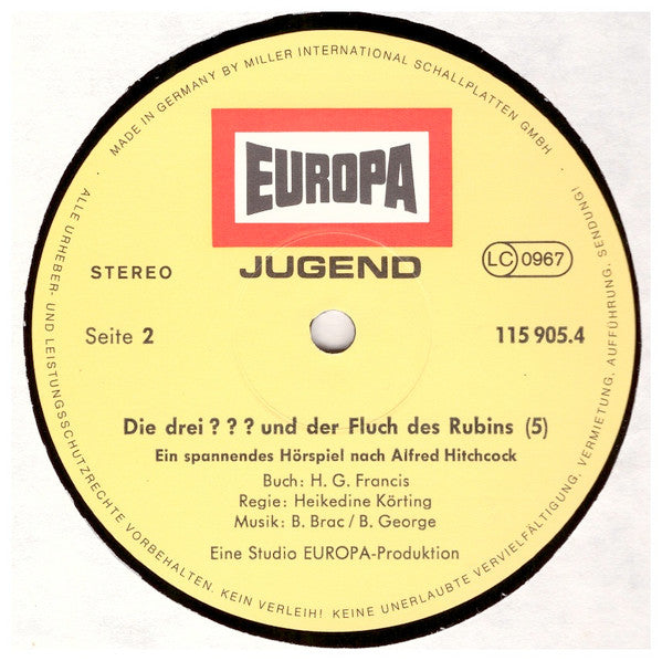 Robert Arthur : Die Drei ???   5 - Und Der Fluch Des Rubins (LP)