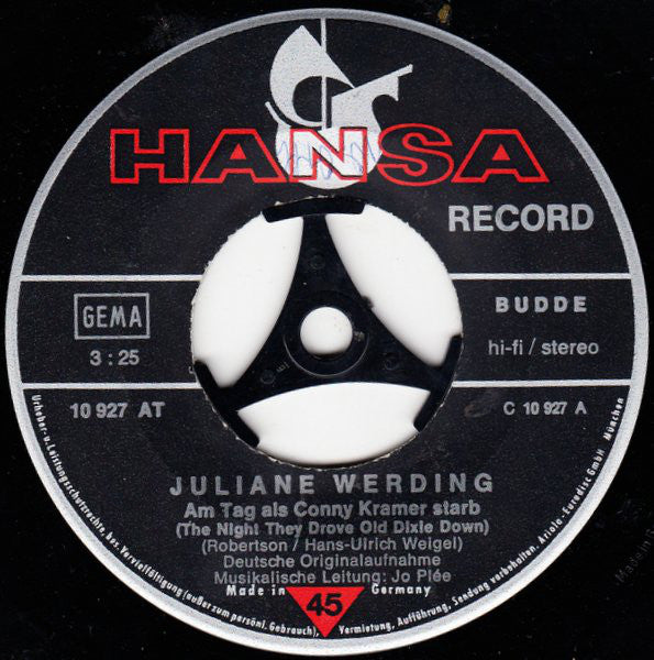 Juliane Werding : Am Tag Als Conny Kramer Starb (7", Single)