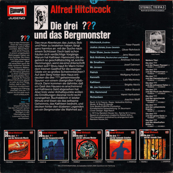 Mary Virginia Carey : Die Drei ???  14 - Und Das Bergmonster (LP)