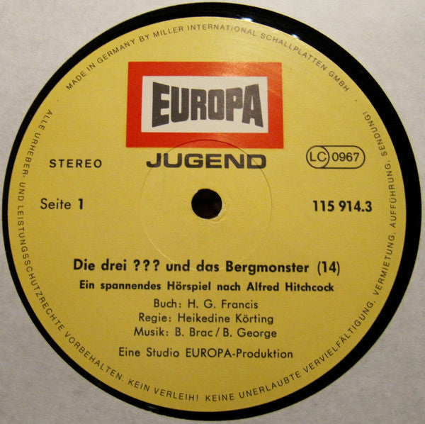 Mary Virginia Carey : Die Drei ???  14 - Und Das Bergmonster (LP)