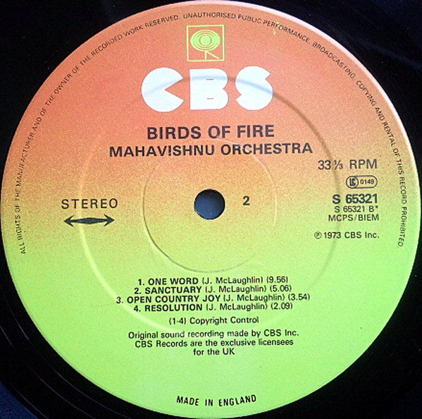 Mahavishnu Orchestra : Birds Of Fire (LP, Album, RP, Sun)