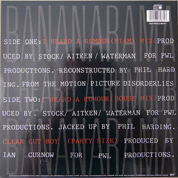 Bananarama : I Heard A Rumour (Miami Mix) (12", Maxi)