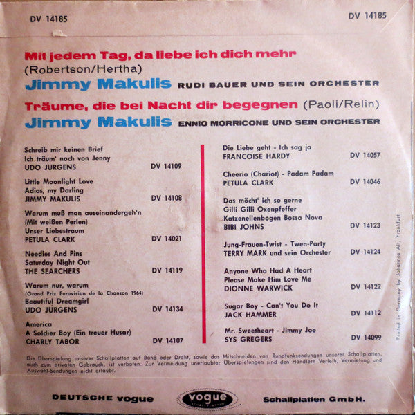 Jimmy Makulis : Mit Jedem Tag, Da Liebe Ich Dich Mehr / Träume, Die Bei Nacht Dir Begegnen (7", Single)