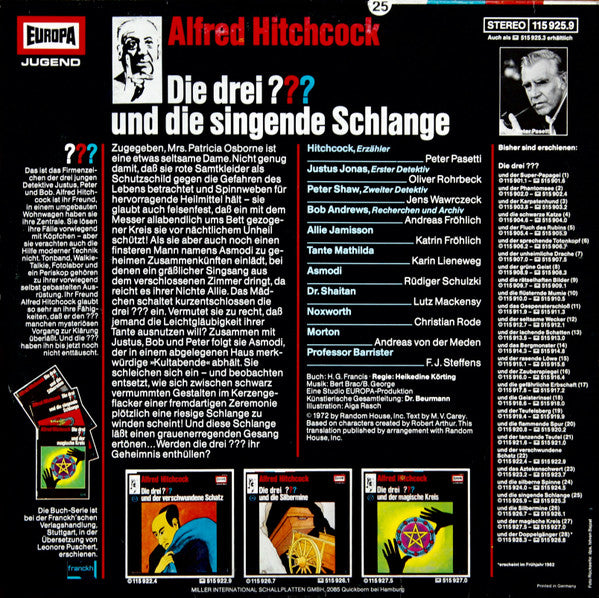 Mary Virginia Carey : Die Drei ???  25 - Und Die Singende Schlange (LP)
