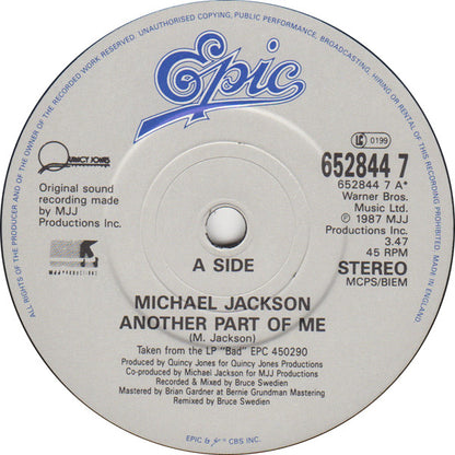 Michael Jackson : Another Part Of Me (7", Single)