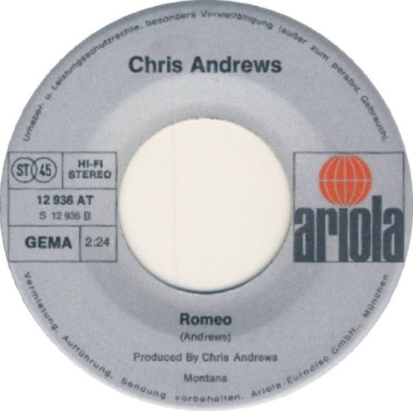 Chris Andrews (3) : I Love Ya (7", Single)