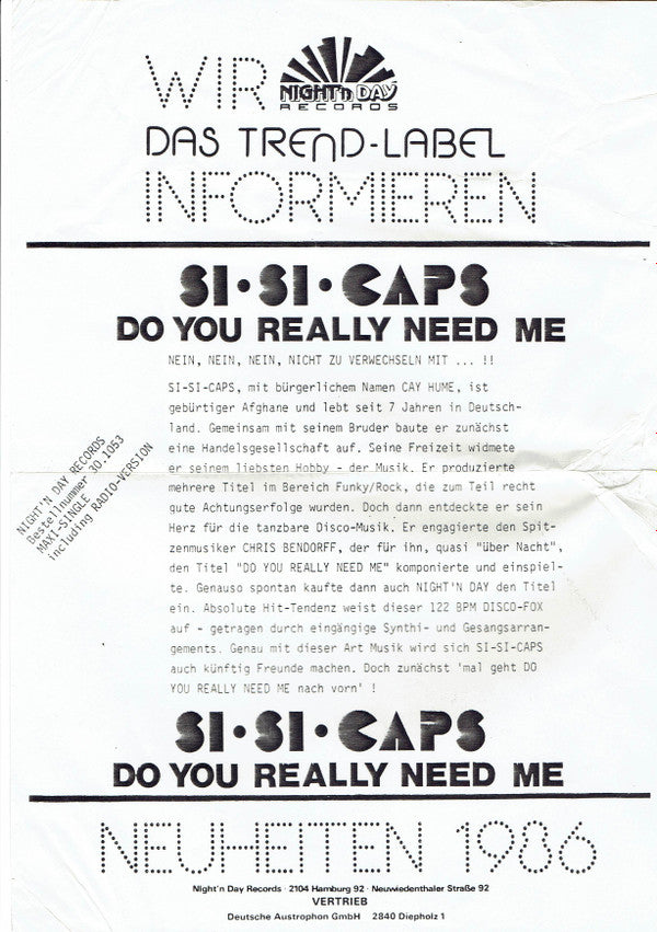 K.B. Caps : Do You Really Need Me (12", Maxi)