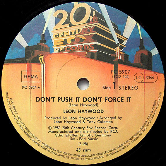 Leon Haywood : Don't Push It Don't Force It (12", Single)