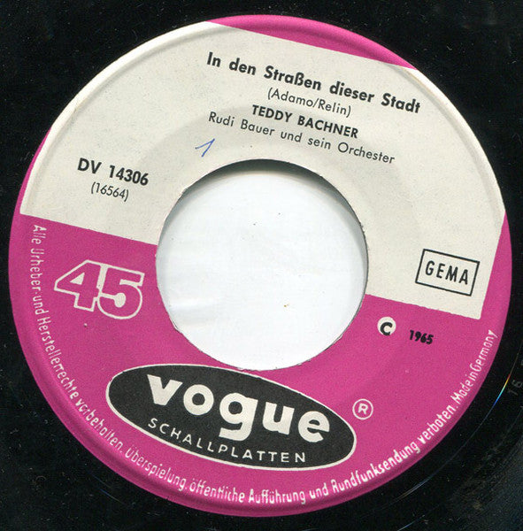 Teddy Bachner : In Den Straßen Dieser Stadt (7", Single)