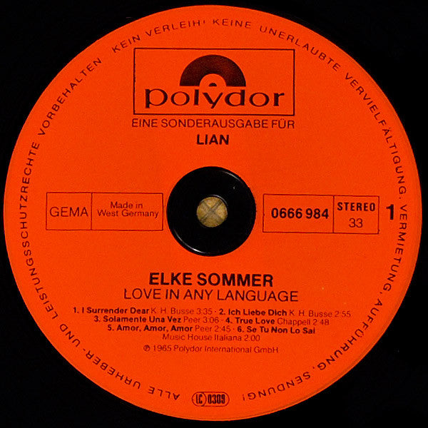 Elke Sommer : Love In Any Language (LP, Album, RE)