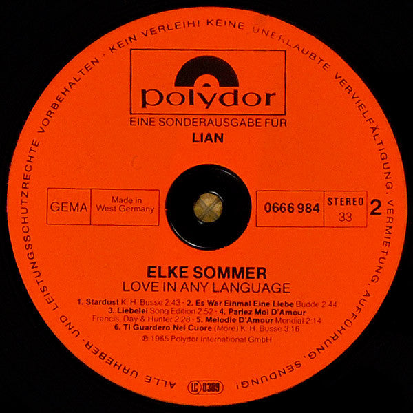 Elke Sommer : Love In Any Language (LP, Album, RE)