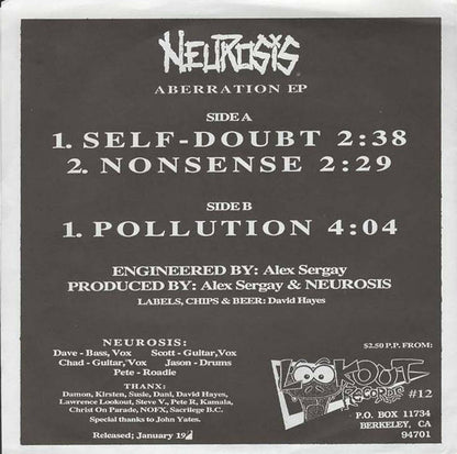 Neurosis : Aberration EP (7", EP, RE)
