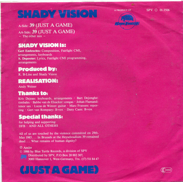Shady Vision : 39 (Just A Game) (7", Single)